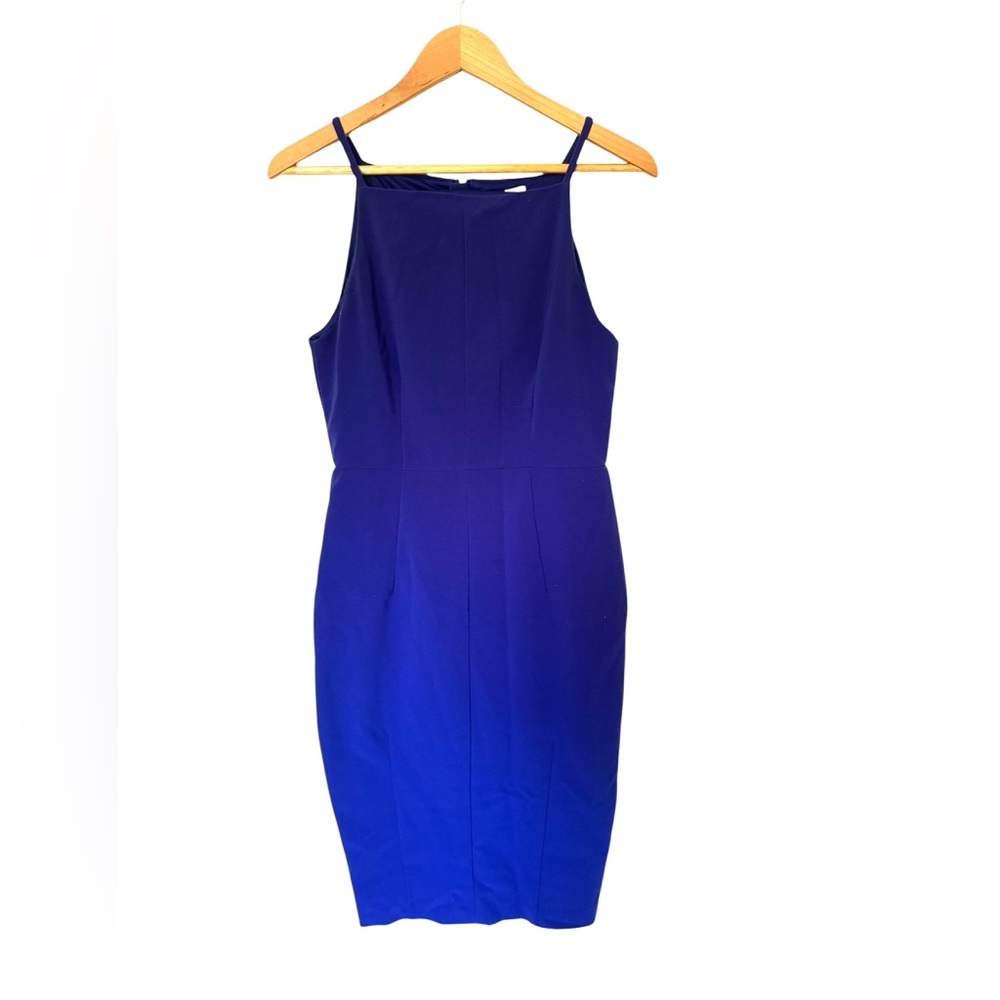 H&M Blue Halter Sheath Midi Dress, Size 10